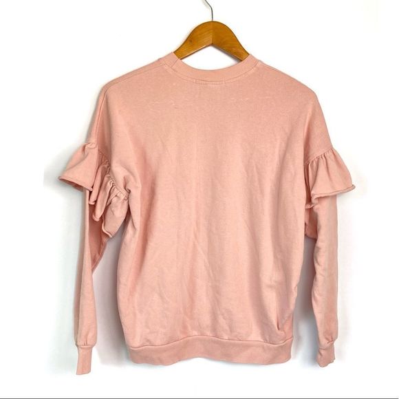Derek Heart Light Pink Blush Rose Ruffle Long Sleeve Pullover Sweater - Picture 3 of 6
